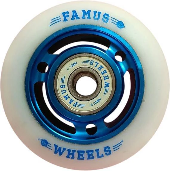 FAMUS Fast Wheel Blue/White 64mm/92A 4-Pack (incl. ABEC 9 Bearings)